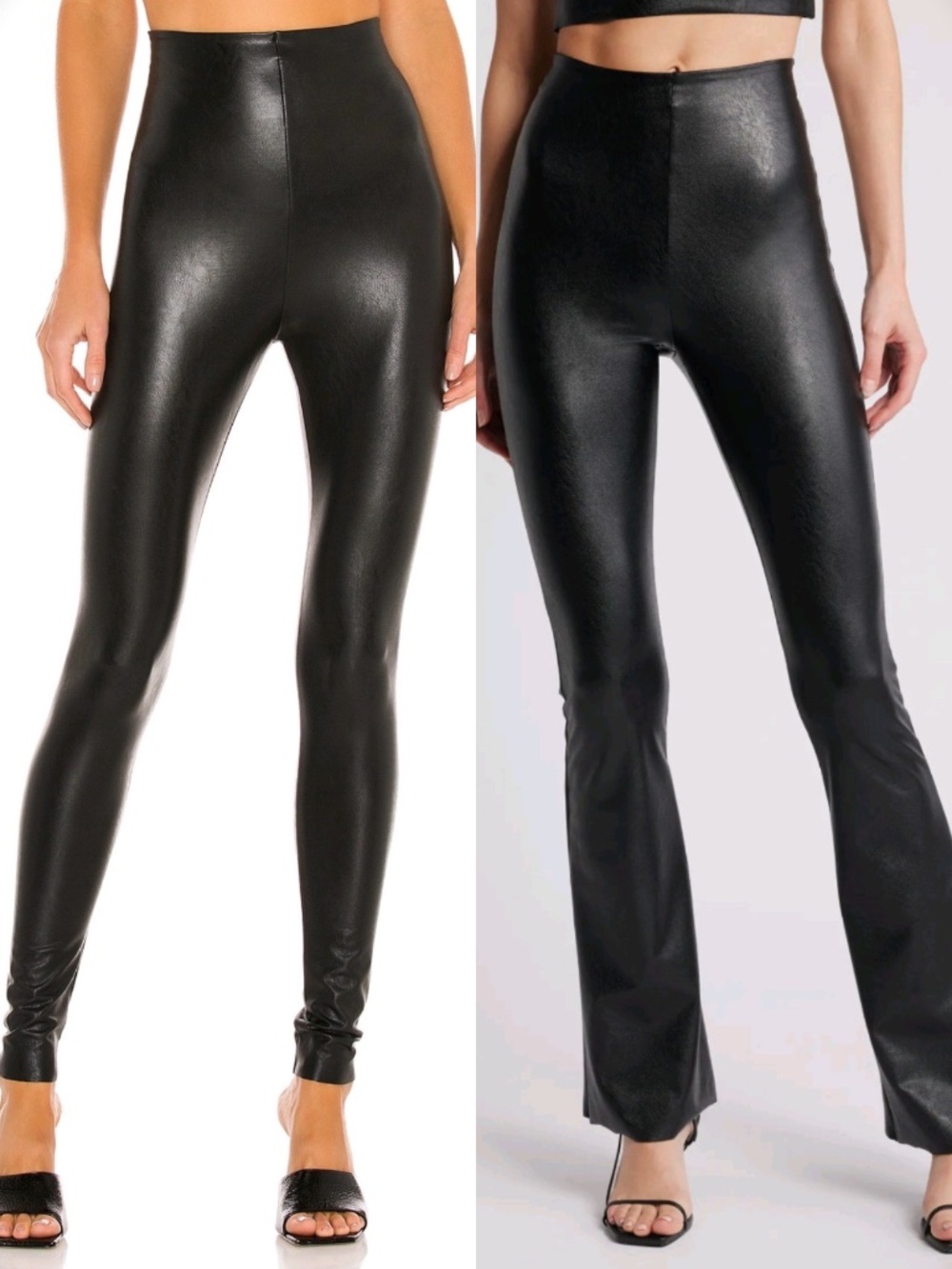 2 Pairs Commando Faux Leather Leggings Lot Skinny + Flare Size M